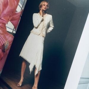 Vintage Paule Vasseur Elegant Tweed Cream Skirt Light Wait Size M